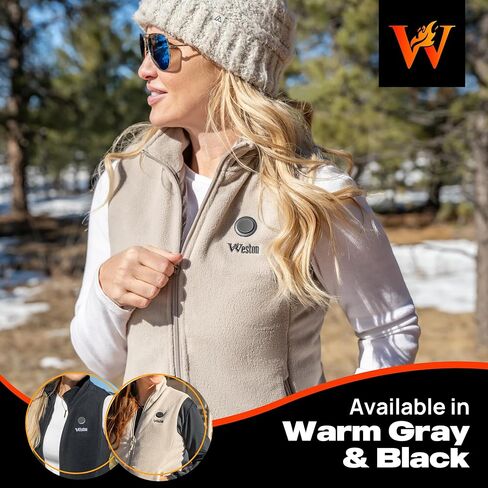 WESTON Women’s Heated Fleece Vest, 4 Heating Zones, 7.4V, 4800 mAH Rechargeable Battery, Machine-Washable Women’s Fleece Vest in Kuwait