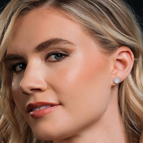 14K White Gold Blue Tanzanite and White Lab Grown Diamond Martini 3 Prong Secure Screw-Backs Stud Earrings For Women with Removable Jackets | 2.28 Cttw | Gemstone December Birthstone | Round 6MM in Saudi Arabia
