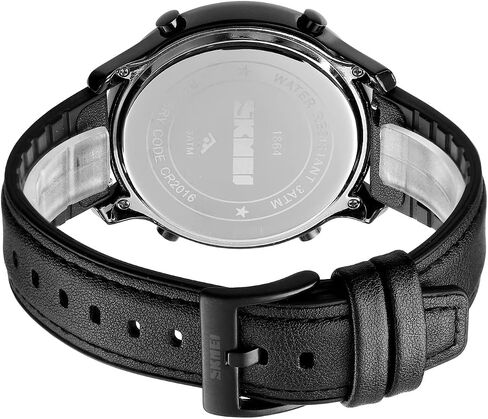 PASOY Mens Big Dial Digital Leather Watch Simple Large Display Countdown Alarm Stopwatch LED Backlight Business Multifunction Watches in Saudi Arabia