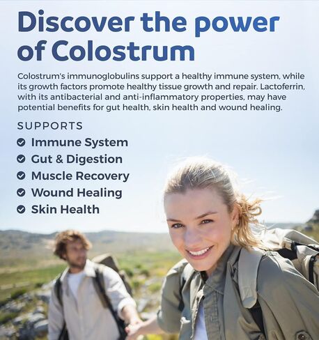 Colostrum 1,000mg (Non-GMO) 30% IgG Immunoglobulins - Immune System Support, Gut Health & Respiratory Health Supplement - Low Heat Processed Bovine Colostrum - 60 Capsules - No Powder or Pills in Kuwait
