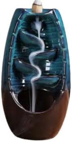 Ceramic Backflow Incense Holder Smoke Waterfall Burner Set with 120 Backflow Incense Cones, 30 Incense Sticks & Premium Accessories for Aromatherapy Home Decor in Saudi Arabia
