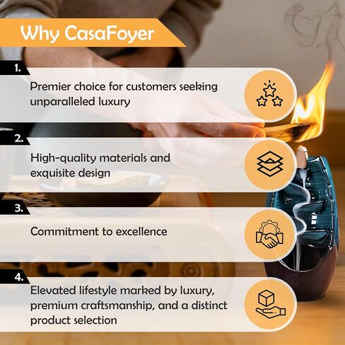Ceramic Backflow Incense Holder Smoke Waterfall Burner Set with 120 Backflow Incense Cones, 30 Incense Sticks & Premium Accessories for Aromatherapy Home Decor in Saudi Arabia