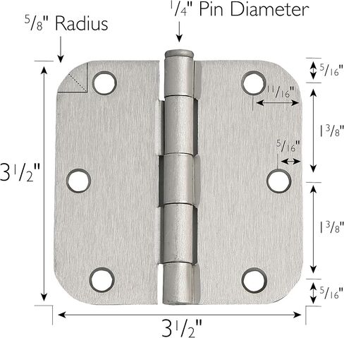 Door Hinges for Interior Doors 6-Pack 3.5-inch x 3.5-inch – Rounded 5/8-inch Radius Steel Door Hinge – Matte Black – Fits Standard Doors – Design House 189548 in Kuwait