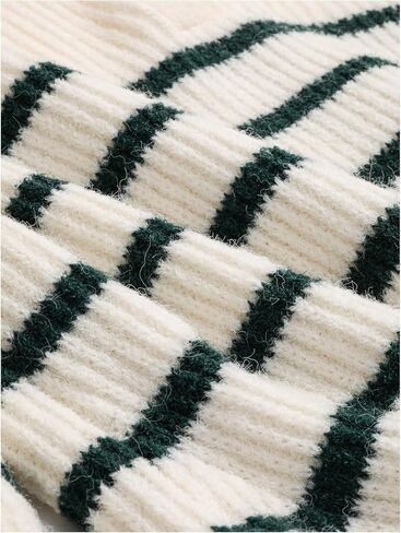 MakeMeChic Women's Collared Striped Sweater V Neck Long Sleeve Pullovers Casual Knit Tops in Saudi Arabia