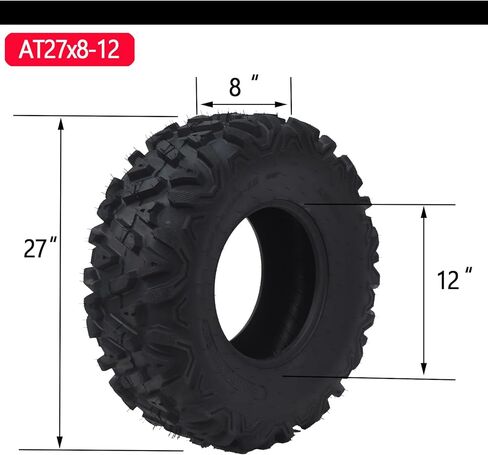 Atv Tires, AT27x8-12-6PR TL KNIGHT 27x8-12-6PR All Terrain ATV UTV Off-Road Tires(Set of 2, Tubeless) in Kuwait