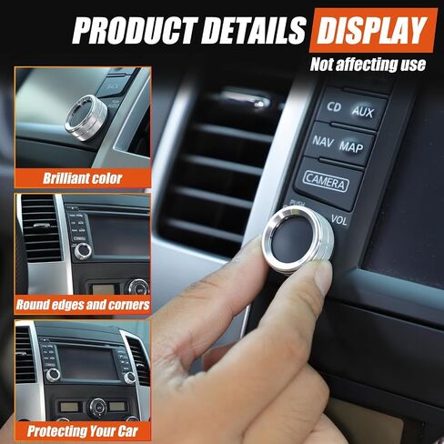 Center Console Volume Control Knob Cover Compatible with Nisan Frontier 2014-2020 Aluminum Alloy Car Sound Volume Adjust Knob Cover Decoration Interior Accessories(Silver) in Saudi Arabia