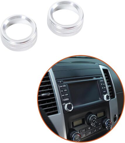 Center Console Volume Control Knob Cover Compatible with Nisan Frontier 2014-2020 Aluminum Alloy Car Sound Volume Adjust Knob Cover Decoration Interior Accessories(Silver) in Saudi Arabia