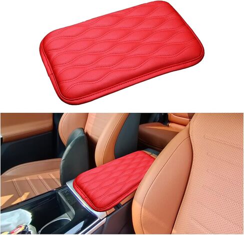 Leather Car Armrest Box Pad, Waterproof Car Center Console Cushion Pad, Car Armrest Cover Protector, Universal Car Interior Accessories for Car, Truck, SUV (Black) in Saudi Arabia