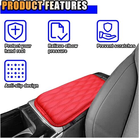 Leather Car Armrest Box Pad, Waterproof Car Center Console Cushion Pad, Car Armrest Cover Protector, Universal Car Interior Accessories for Car, Truck, SUV (Black) in Saudi Arabia
