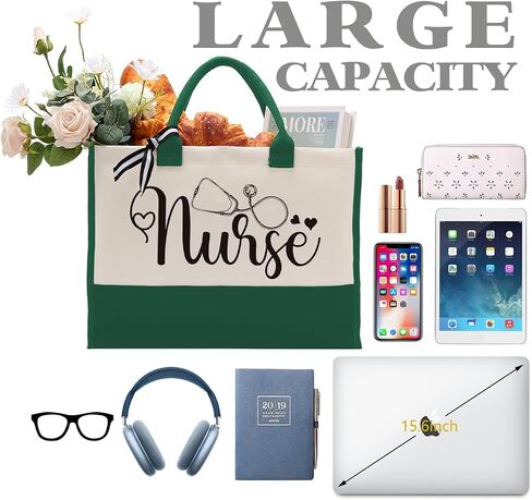 Nurse Canvas Tote Bag, Nurse Bag, Canvas Tote Bag for Gifting, Cotton Canvas Tote Bag for Women, Gift for Future Nurse, Nursing Student Graduation Gift, Reusable Shopping Bag for Nurse C1 in Saudi Arabia