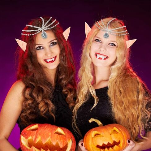 NUMJAW Elf Tiara Fairy Ears الجنية الملحقات للنساء عصر النهضة القرون الوسطى الجنية أزياء قزم عقال سلسلة الجنية الأيرلندية تأثيري قزم خوذة قزم الأذن لماردي غرا كرنفال فستان حفلة تنكرية in Kuwait
