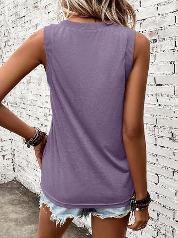 EADINVE Womens V Neck Tank Tops Summer Casual Ribbed Trim Sleeveless Loose Fit Tunic Tops Shirts 2025 in Saudi Arabia