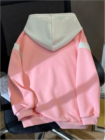 Floerns Girl's Heart Print Long Sleeve Hoodie Drop Shoulder Sweatshirts Top in Saudi Arabia