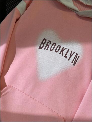 Floerns Girl's Heart Print Long Sleeve Hoodie Drop Shoulder Sweatshirts Top in Saudi Arabia