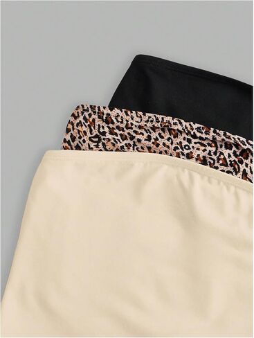 MakeMeChic Women's 3 Pcs Y2k Leopard Print Tube Tops Strapless Cheetah Print Crop Top in Kuwait