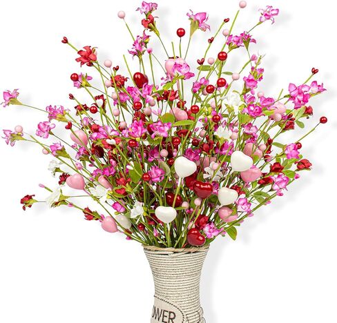 12 قطعة من عيد الحب من Yawwind مقاس 17 بوصة سيقان عيد الحب على شكل قلب من زهور عيد الحب لمزهرية المنزل وحفلات الزفاف وتزيين هدايا الطاولة in Kuwait