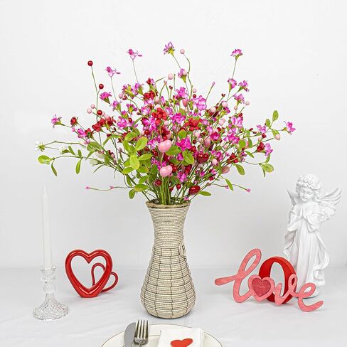 12 قطعة من عيد الحب من Yawwind مقاس 17 بوصة سيقان عيد الحب على شكل قلب من زهور عيد الحب لمزهرية المنزل وحفلات الزفاف وتزيين هدايا الطاولة in Kuwait