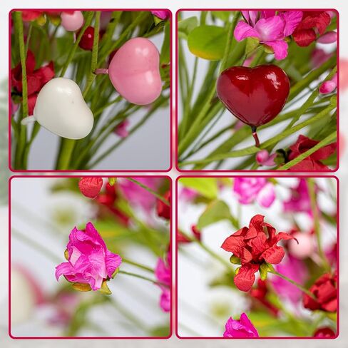 12 قطعة من عيد الحب من Yawwind مقاس 17 بوصة سيقان عيد الحب على شكل قلب من زهور عيد الحب لمزهرية المنزل وحفلات الزفاف وتزيين هدايا الطاولة in Kuwait