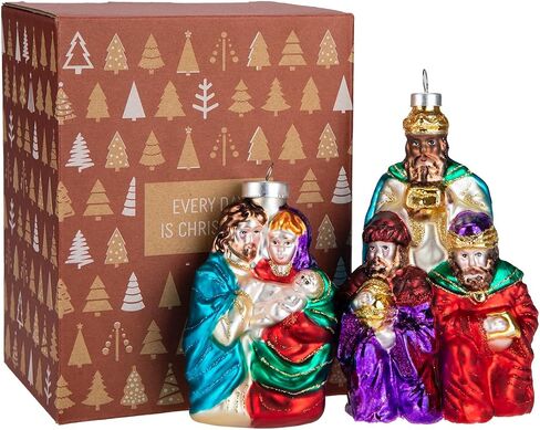 Every Day is Christmas Glass Blown Ornaments Cute Hand Made Figurines Tree Decoration (Nativity Set) in Saudi Arabia