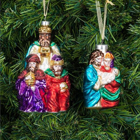 Every Day is Christmas Glass Blown Ornaments Cute Hand Made Figurines Tree Decoration (Nativity Set) in Saudi Arabia