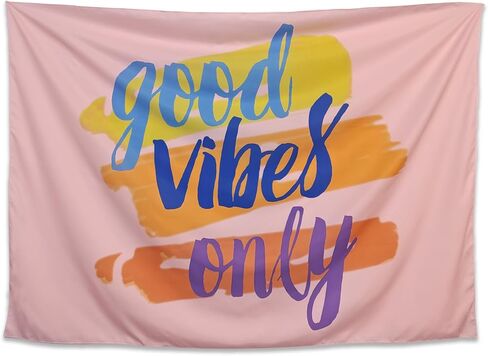 FOSTNX Good Vibes Only Tapestry Colorful Rainbow Wall Tapestry Classroom Tapestry Pink Tapestry for Bedroom Wall Pink Tapestry for Dorm Room Home Decor Backdrop Tapestry Decor 60" L x 40" W in Saudi Arabia
