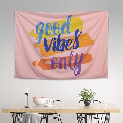 FOSTNX Good Vibes Only Tapestry Colorful Rainbow Wall Tapestry Classroom Tapestry Pink Tapestry for Bedroom Wall Pink Tapestry for Dorm Room Home Decor Backdrop Tapestry Decor 60" L x 40" W in Saudi Arabia
