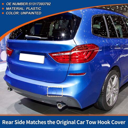 غطاء خطاف سحب مصد السيارة الخلفي من ACROPIX غطاء سحب كشمير فضي مناسب لسيارات BMW 2 Series F45 2014-2018 رقم 51317393792 - حزمة من 1 in Saudi Arabia