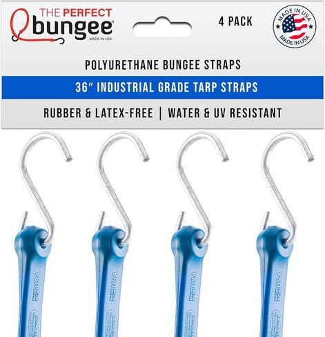 The Perfect Bungee 18" Industrial Grade Polyurethane Bungee Strap, Made in The USA, 4 Pack, Black in Saudi Arabia