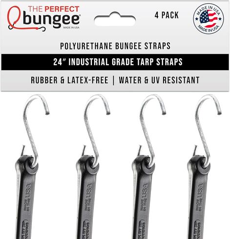 The Perfect Bungee 18" Industrial Grade Polyurethane Bungee Strap, Made in The USA, 4 Pack, Black in Saudi Arabia