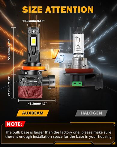 Auxbeam H11 H8 H9 Fog Light, 6500K 120W 30000LM 800% Brighter, Wireless H11 Powersports Light For UTV ATV Offroad Vehicles, Plug and Play in Saudi Arabia