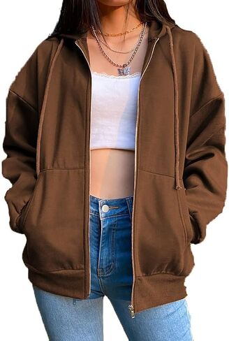 COOLMONAR Women Y2K Hoodie Y2K Athletic Workout Basic Casual Sweatshirt Harajuku Zip Up Hoodies in Saudi Arabia