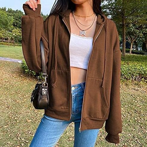 COOLMONAR Women Y2K Hoodie Y2K Athletic Workout Basic Casual Sweatshirt Harajuku Zip Up Hoodies in Saudi Arabia