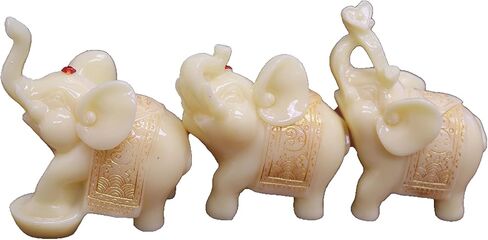 We pay your sales tax Feng Shui Set of 3 Elephant Statues Wealth Lucky Figurines Home Decor Housewarming Congratulatory Gift (Green Jade) in Saudi Arabia