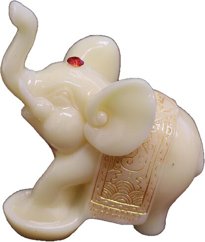 We pay your sales tax Feng Shui Set of 3 Elephant Statues Wealth Lucky Figurines Home Decor Housewarming Congratulatory Gift (Green Jade) in Saudi Arabia