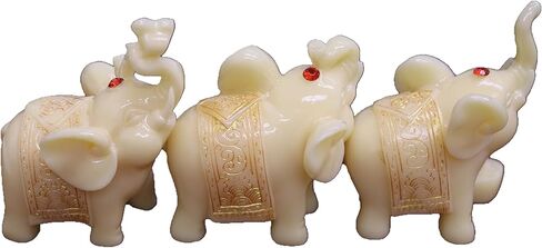 We pay your sales tax Feng Shui Set of 3 Elephant Statues Wealth Lucky Figurines Home Decor Housewarming Congratulatory Gift (Green Jade) in Saudi Arabia