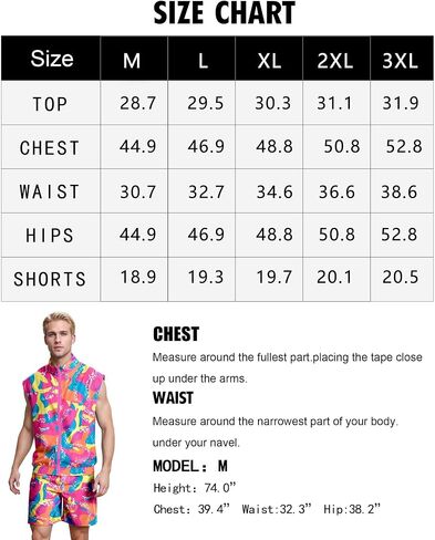 UOUA Men 80s Outfit 90s Costume 2 Piece Shorts Set Themed Party Clothes in Kuwait