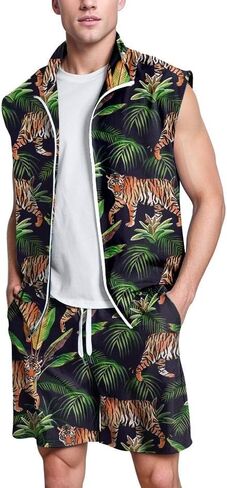 UOUA Men 80s Outfit 90s Costume 2 Piece Shorts Set Themed Party Clothes in Kuwait