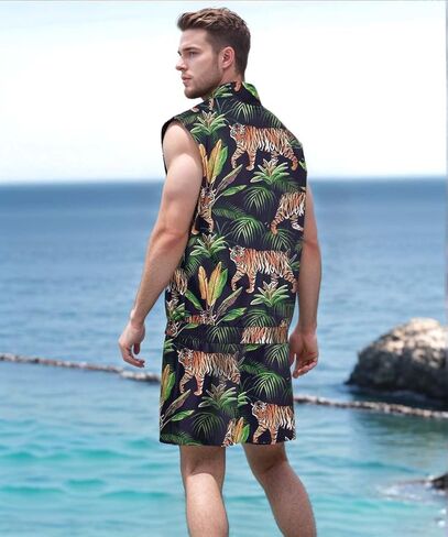 UOUA Men 80s Outfit 90s Costume 2 Piece Shorts Set Themed Party Clothes in Kuwait