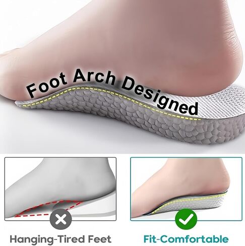 2 Pairs Insole Height,Orthopedic High Cushion, Arch Support Insoles for Plantar Fasciitis, Flat Feet, Over-Pronation, Achilles Tendonitis, Foot Pain Relief (1.4inch) in Saudi Arabia