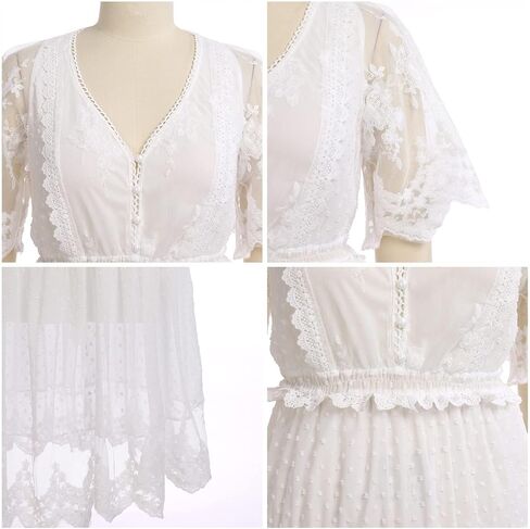 IKADEX Women Boho Floral Lace Dress Crochet Tassel Wedding Bridesmaid Evening Party Summer Beach Dresses in Saudi Arabia