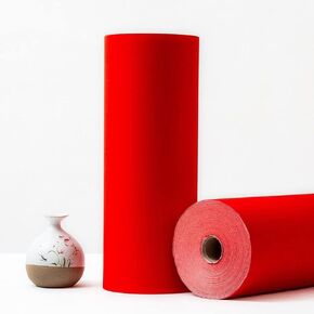 كيه واي ماي لفة ورق شوان احمر مقاس 23 سم × 20 متر (9.1 انش × 66.8 قدم)، قصاصات ورق تشونليان احمر / دويليان، ورق شوان احمر سادة نصف شينغ شو (نصف ممزق) شوان