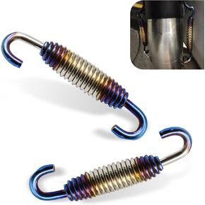 2 PCS Motorcycle Exhaust Muffler Spring, 40 mm-60 mm Extended Range Stainless Steel Exhaust Reinforced Spring Hook, Retrofit Replacement Parts, for Riding Motorcycles, Scooters, ATVs (Silver)
