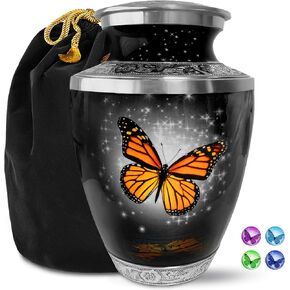 Cremation Urns for Human Ashes - Black Butterfly Large Decorative Urn for Adult Men & Women - Burial Urns for Adult Human Ashes