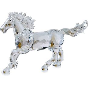 Crystal Horse Realistic Animal Art Figurine Collection Table top Ornament Statue Home Decor (Gold)