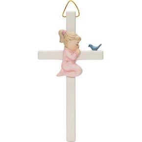 Cosmos Gifts 1317 Fine Porcelain Little Girl Praying Hanging Wall Cross
