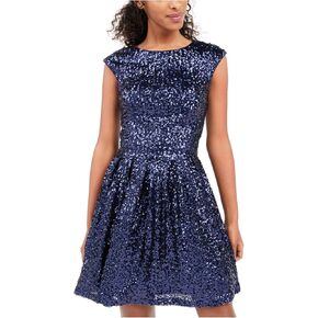 Juniors' Sequined Fit & Flare Dress