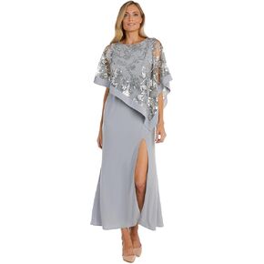 R&M Richards Womens Sequined Long Evening Dress