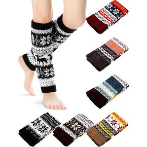 SATINIOR 6 Pairs Leg Warmers for Women Warm Winter Long Boot Socks Knit Thermal Sleeve Cable Socks for Party