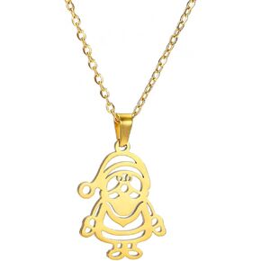 kkjoy Christmas Necklace Stainless Steel Festive Pendant Necklace for Christmas Party Jewelry Gift for Women Men