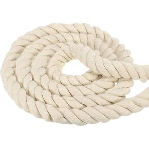 PATIKIL 1 Inch x 10 Feet Natural Twisted Cotton Rope, 3 Strand Tug of War Rope with Sealing Tape for Craft Railings Home Decor, Beige